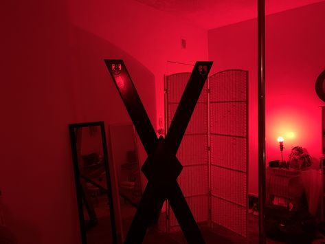 Saint Andrews Cross Diy, Red Room 50 Shades Diy, Saint Andrews Cross, Nikki Sloane, Red Room 50 Shades, Reading Bujo, Instrument Room, Red Room Decor, Dark King