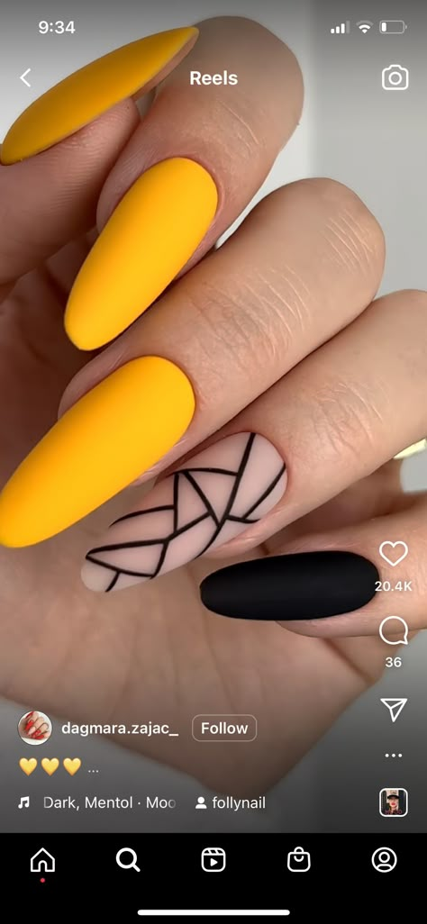 Orange And Black Nails Acrylic, Yellow And Black Nails Design, Orange Matte Nails, Black Orange Nails, Black And Orange Nail Designs, Orange Black Nails, Nails Orange And Black, Orange And Purple Nails, Orange And Black Nails