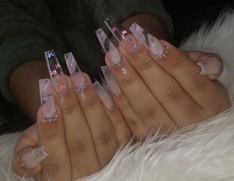 Transparent Acrylic Nails, Birthday Nail, 2023 Nails, Birthday Pins, Long Acrylic Nail Designs, Drip Nails, Ombre Acrylic Nails, Glamour Nails, Glow Nails