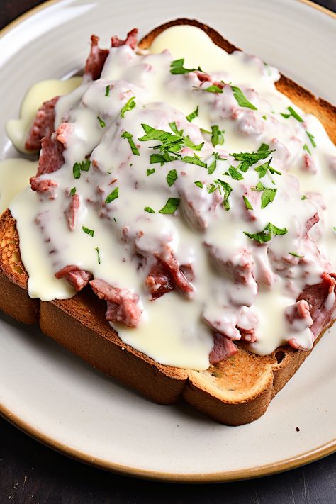 Creamed Chipped Beef on Toast Cream Chipped Beef On Toast, Cream Chipped Beef, Cream Chipped Beef Recipe, Creamed Chipped Beef On Toast, Chipped Beef On Toast, Beef On Toast, Chopped Beef, Food Nostalgia, Creamed Chipped Beef