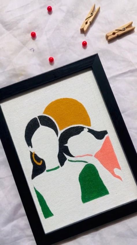 Illustration Art On Canvas, A5 Canvas Painting, Acrylic Illustration Art, Simple Love Art Ideas, Canvas Painting Ideas For Gifting, Art Drawings Beautiful Easy, Gifts Of Love, Painting For Sister Birthday, Paintings To Give As Gifts