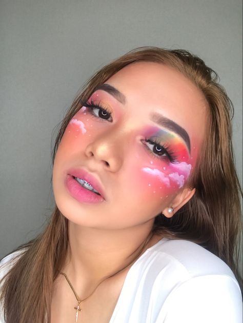 #aesthetic #rainbow #pridemonth Rainbow Blush, Heart Blush, Aesthetic Rainbow, Rainbow Makeup, Festival Makeup, Rainbow Heart, Korean Makeup, Face Paint, Carnival Face Paint