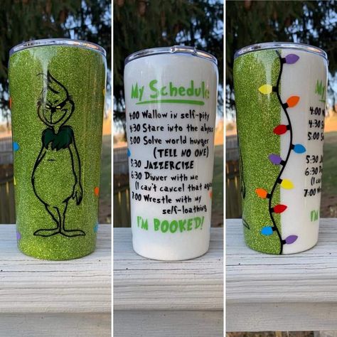 Grinch Glitter Tumbler, Grinch Cup Ideas, Grinch Epoxy Tumbler, Grinch Tumbler, Grinch Tumbler Ideas, Stare Into The Abyss, Christmas Cup, Glitter Tumbler Cups, Custom Tumbler Cups