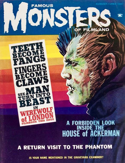 Famous Monsters of Filmland #24 London After Midnight, Claude Rains, Peter Lorre, Lon Chaney, Horror Pictures, Soul Artists, Colorized Photos, London Artist, Famous Monsters