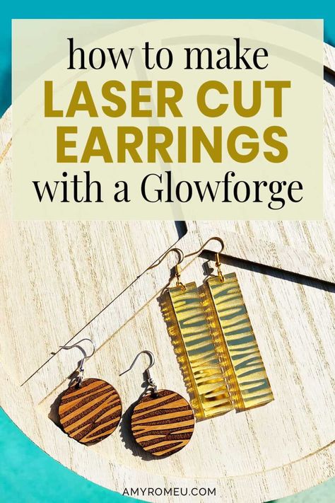 Laser Cut Wood Earrings Glowforge DIY. Laser cut wood earrings and acrylic earrings with a Glowforge. How To Make Acrylic Earrings Diy, How To Make Acrylic Earrings With Glowforge, Wood Earring Designs, Laser Earrings Design, Wooden Earrings Laser Cut, Diy Acrylic Earrings, Glowforge Earrings, Earring Making Tutorials, Laser Earrings