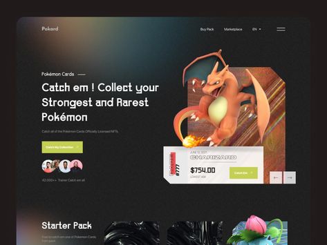 Pokemon Website, Screen Cards, Uiux Design, Card Ui, Web Portfolio, Pokemon Charizard, Modern Web Design, Creative Web Design, Portfolio Ideas