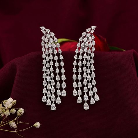 Elevate your style with these stunning diamond chandelier and dangle earrings in 14k and 10k white gold. Handmade with love in India, perfect for any occasion. 💎✨ #DiamondEarrings #ChandelierEarrings #WhiteGold #HandmadeJewelry #SGLCertified  #eBay #eBayStore #eBaySeller #Earrings #Diamond #WhiteGold #White #Chandelier #Pear #Natural #Anniversary #Engagement #Wedding #Birthday #Christmas #DangleDrop Diamond Chandelier Earrings, Diamond Chandelier, Pave Diamond Earrings, White Chandelier, Cvd Diamond, Diamond Bangles Bracelet, Natural Gemstone Jewelry, Tassel Jewelry, Earrings Diamond