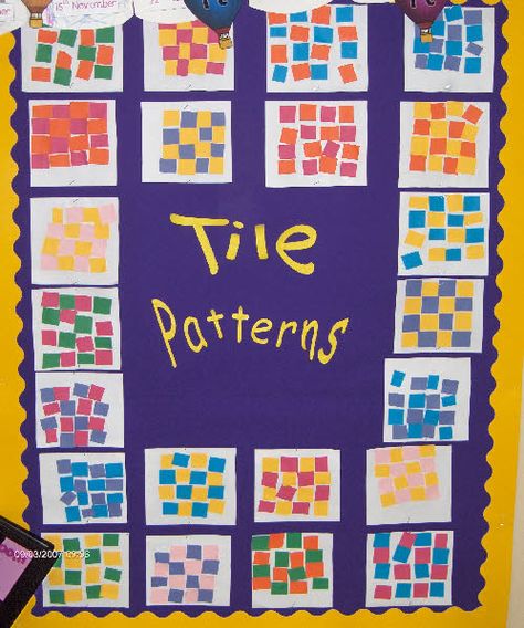 Tile patterns classroom display photo - Photo gallery - SparkleBox Patterns Eyfs Maths, Patterns Kindergarten, Maths Classroom Displays, Patterns Math, Maths Classroom, Patterning Kindergarten, Maths Eyfs, Teaching Patterns, Reception Classroom