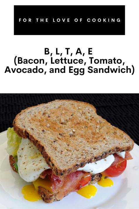 B, L, T, A, E (Bacon, Lettuce, Tomato, Avocado, and Egg Sandwich) #recipe #eggs #egg #breakfast #brunch #weekendfood #easyrecipes #recipes #blt #breakfastsandwich Egg And Tomato Sandwich, Lettuce Tomato Sandwich, Avocado And Egg, Egg Sandwich Recipe, Bacon Lettuce Tomato, Tomato Avocado, Over Easy Eggs, Avocado Sandwich, Bacon Avocado