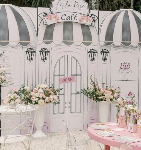 French Bistro Party, French Backdrop, Events Backdrop, Parisian Birthday, Coco Chanel Party, French Baby Shower, Elegant Boutique, London Theme, Chanel Party