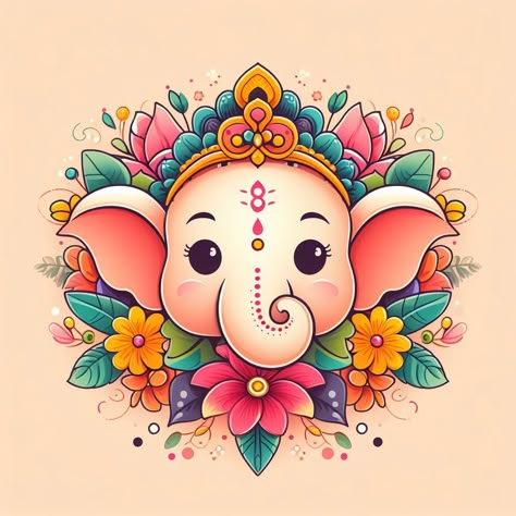 Cute Ganapati Drawings, Ganesh Doodle Art, Cute Ganesha Painting, Cute Ganesh Ji Drawing, Ganpati Doodle, Cute Ganpati Bappa Drawing, Little Ganesha Cute, Baby Ganesha Cute, Ganesh Ji Drawing Easy