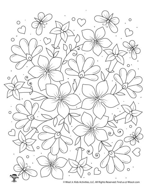 Floral Coloring Pages Free Printable, Flower Coloring Pages For Adults, Flower Colouring Pages, Printable Flower Coloring Pages, A Coloring Page, Flower Art Drawing, Flower Coloring Pages, Coloring Pages To Print, Mandala Coloring Pages