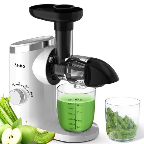 【Triple-Mode】-This Aeitto slow masticating juicer machines with 3-mode can extract various vegetables and fruits. ★“SOFE MODE(85-100RPM)”:orange, watermelon, grape, berryetc. ★“HARD MODE (95-110RPM)”: apple, pear, carrot, beets, celery, ginger, kale etc. It will better extract high-purity juice and reduce the rate of oxidation. ★Also,Juice Extractor Machines has reverse function to avoid stuck.You can taste delicious juice more easily. 【Upgraded Auger & Quiet Operation】-The upgraded auger of the Aeitto Juicer Machines can better increase juicer yield, and the juice can retain more abundant nutrients and reduce oxidation.The motor operates less than 60 decibels.It stop automatically for every 20 minutes' operation. 【Easy to Disassemble & Clean】-The one-button disassembly design eliminates t