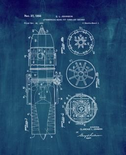 Afterburning Means For Turbo-jet Engines Patent Print Turbojet Engine, Print Poster, Midnight Blue, Art Poster, Blue