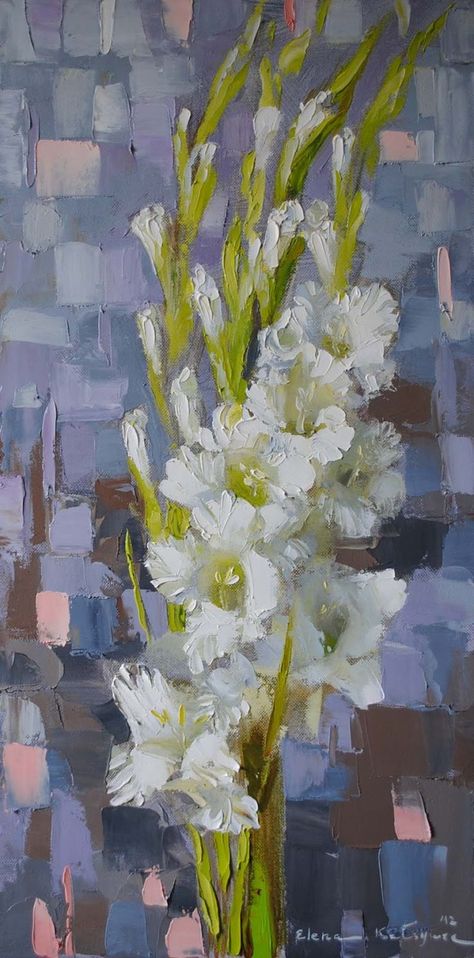 Gladioli Painting, Gladiola Painting, Elena Katsyura, Paintings Flowers, Gladiolus Flower, Flowers Paintings, Oil Painting Inspiration, Abstract Flower Art, Floral Oil Paintings