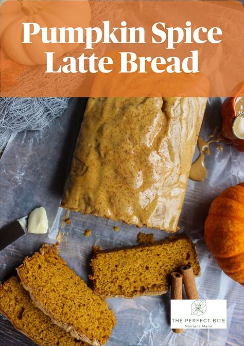 a loaf of pumpkin bread drizzled with espresso glaze sits on parchment paper surrounded by small pumpkins and cinnamon sticks Espresso Glaze, Pumpkin Spice Bread, Moist Pumpkin Bread, Pumpkin Loaf, Pumpkin Coffee, Pumpkin Spice Coffee, Spiced Pumpkin, Pumpkin Latte, Fall Food