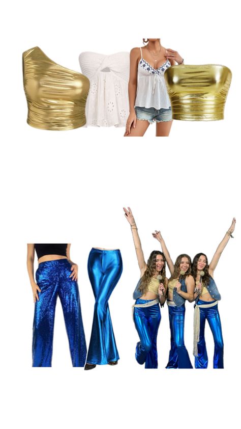 Donna And The Dynamos Costume, Dynamos Costume, Donna And The Dynamos, The Dynamos, Abba Outfits, Abba Costumes, Trio Costumes, Halloween Duos, Halloween Costumes For 3