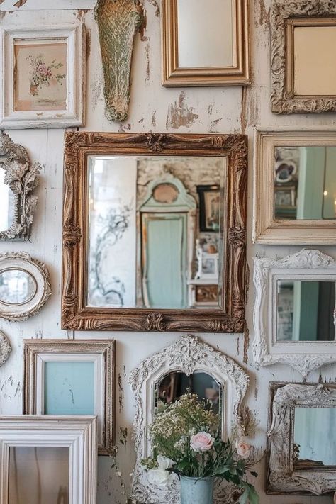 "Bring timeless elegance to your home with a DIY Vintage Mirror Wall! 🪞✨ Perfect for creating a sophisticated and reflective decor element. 🌟✨ #DIYDecor #VintageMirrors #WallDesign" Diy Vintage Mirror, Reflective Decor, Mirror Gallery Wall Ideas, Mirror Collage Wall, Mirror Collage, Mirror Wall Collage, Gallery Wall Ideas, Mirror Gallery, Mirror Gallery Wall