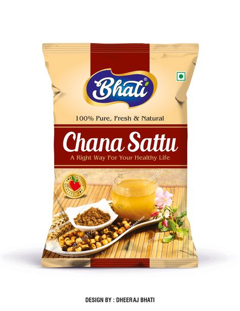 Bhati ( Chana Sattu Pouch Packaging Design ) Pouch Packaging Design, Weekly Grocery, Pouch Design, Pouch Packaging, Packing Design, Food Packaging Design, Food Packaging, Label Design, Healthy Life