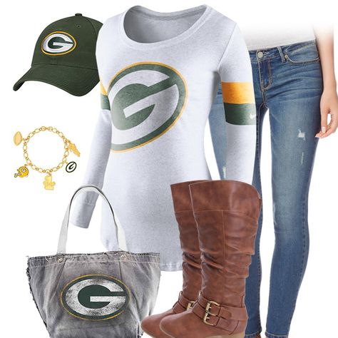 Cute Green Bay Packers Outfit Brownie Girl, Texans Football, Steelers Girl, Cleveland Rocks, Sports Outfits, Trendy Boots, Team Gear, Brown Outfit, Spirit Wear