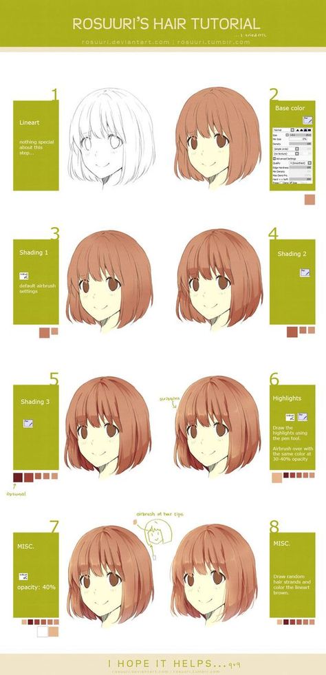 Manga Tutorial, Drawing Hair, Anime Tutorial, Hair Drawing, Character Design Sketches, Digital Coloring, Digital Painting Tutorials, Art Et Illustration, Hair Tutorials