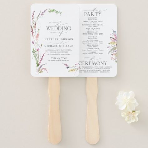 Trendy Elegant Wildflower Floral Wedding Program Hand Fan Wedding Hand Fans, Wedding Garden Party, Greenery Wedding Bouquet, Wedding Fan, Hand Fans For Wedding, Wedding Program Fans, Program Fans, Wedding Ceremony Programs, Wedding Hands