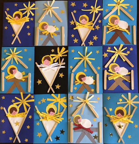 Nativity Kindergarten Craft, Nativity Scene Art For Kids, Advent Art Projects For Kids, Nativity Decorating Ideas, Nativity Art For Kids, Nativity Crafts For Kids, Nativity Scene Crafts, Christmas Sunday School, Advent Crafts