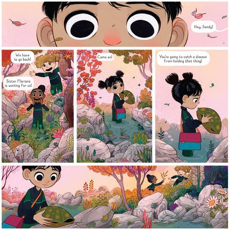 Story Review, Graphic Novel Illustration, Book Illustration Layout, Forest Drawing, Comic Book Layout, Nature And Animals, Children's Comics, Graphic Book, Comic Layout