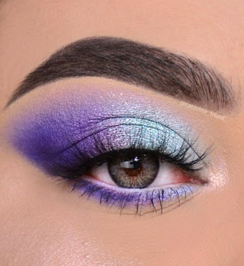 Blue Purple Eye Makeup, Purple And Blue Eyeshadow Looks, Blue And Purple Makeup Looks, Blue And Purple Eyeshadow Looks, Purple And Blue Eyeshadow, Blue And Purple Eyeshadow, Make Up Yeux, Teal Makeup, Purple Eyeshadow Looks