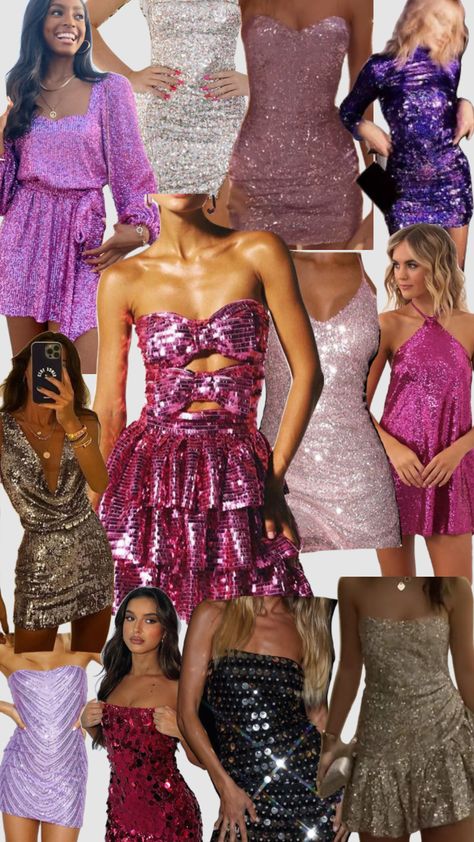 Sparkly dresses!!🪩#sparkle #glitter #dress #dressinspo #partydress #hoco Sparkle Aesthetic, Dresses Sparkle, 18th Birthday Party Themes, Sparkly Dresses, Purple Wig, 18th Birthday Party, Glitter Dress, Dress Inspo, Sparkly Dress