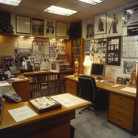 Front Office Images Collection: Office Pictures Detective Office Interior, 80s Office Aesthetic, Retro Office Design, Vintage Office Aesthetic, Post Office Interior, 60s Office, 70s Office, Shared Home Office, Military Office