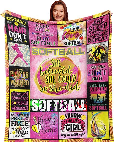 Softball Blanket Gifts, Softball Gifts for Girls, Softball Gifts for Team, Softball Gift for Woman, Softball Lover/Player Gifts, Best Softball Coach Gifts, Softball Team Gifts, Blankets 60X50in Softball Blanket, Softball Accessories, Softball Team Gifts, Softball Coach Gifts, Softball Bags, Softball Coach, Softball Gifts, Girls Softball, Microfiber Blanket