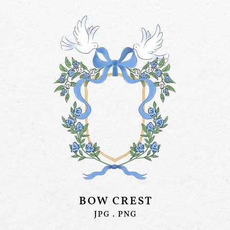 Regency Graphic Design, Baby Shower Uk, Crest Outline, Illustrated Frame, Crest Illustration, Drawn Banner, Elegant Illustration, Wedding Birds, Invitation Layout