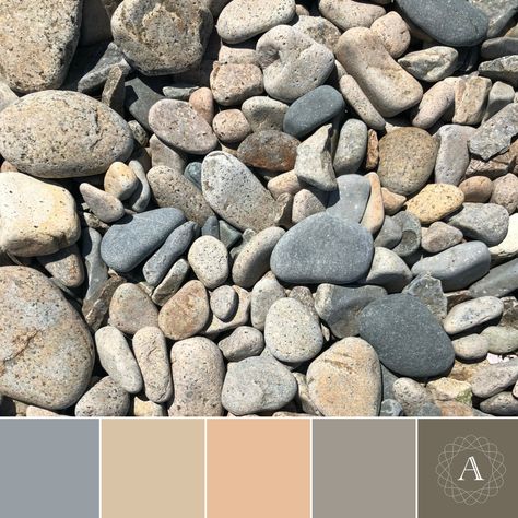 "River rocks" inspired color palette. River Rock Color Palette, Rocks Color Palette, Pebble Color, Clay Inspo, Room Refresh, Paint Color Palettes, River Rocks, Color Reference, Material Palette