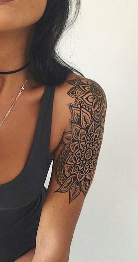 Mandala Arm Tattoo, Make Temporary Tattoo, Cool Shoulder Tattoos, Tattoos For Women Half Sleeve, Upper Arm Tattoos, Inspiration Tattoos, Tattoos Geometric, Shoulder Tattoos For Women, Full Sleeve Tattoos