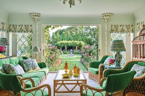 Southern Patio, Hamptons Farmhouse, Rattan Decor, Colorful Rooms, Dutch Colonial Homes, Cottage Makeover, Blue Bedrooms, Pool Pavilion, Indian Garden