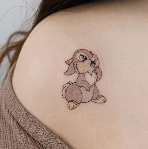 Thumper Tattoo, Bambi Tattoo, Cute Disney Tattoos, Disney Sleeve Tattoos, Sanskrit Tattoo, Full Sleeve Tattoo Design, Bunny Tattoos, Rabbit Tattoos, Disney Tattoo