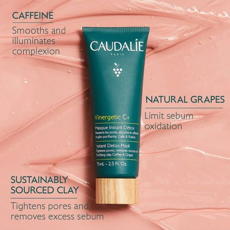 Pore Minimizing Instant Detox Mask - Caudalie | Sephora Caudalie Skincare, Detoxifying Face Mask, Pore Mask, Dream Makeup, London Shopping, Tighten Pores, Clay Mask, Clogged Pores, Clay Masks