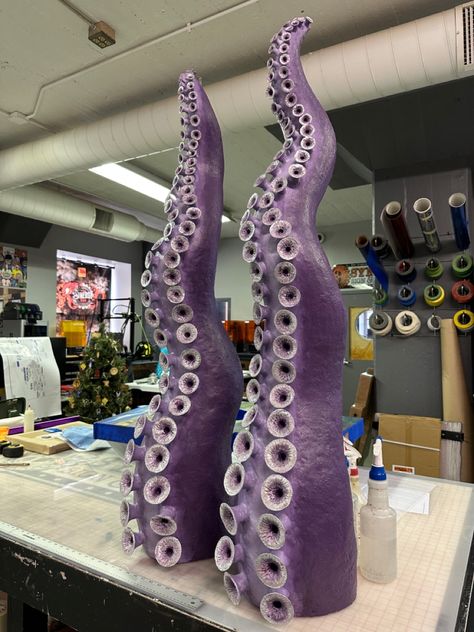 Sculpted tentacles for a client in Texas Diy Octopus Tentacles, Giant Tentacles, Tentacle Sculpture, Foam Sculpting, Diy Octopus, Squid Tentacles, Halloween Wishes, Octopus Tentacles, Tiki Tiki