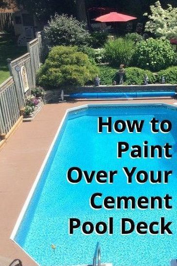 Diy Pool Upgrades, Paint Pool Deck Concrete, Pool Deck Painting Ideas, Inground Pool Area Decorating Ideas, Pool Painting Ideas, Pool Deck Colors Concrete Paint, Pool Deck Paint Ideas Concrete, Pool Makeover Before And After, Pool Paint Colors Inground