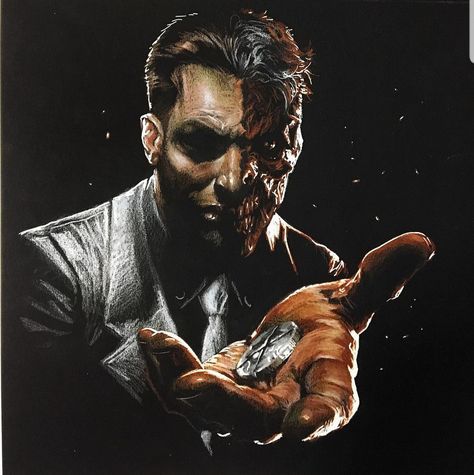 Two-Face • Gabriele Dell'otto Batman Villians, Dell Otto, Batman Rogues, Comic Bubble, Gotham Villains, Harvey Dent, Comic Villains, Silver Arrow, Two Face