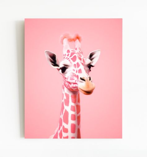 Looking for a fun and colorful piece of art to add some cheer to your child's room? Our pink giraffe artwork is just the thing! This piece features a majestic giraffe with vibrant pink-colored spots set against a pink background, adding a playful touch to your space. Perfect for hanging in a child's bedroom or playroom, adding a touch of whimsy and adventure to the space, this colorful giraffe artwork is sure to capture your child's imagination and spark their creativity. Giraffe Artwork, Colorful Giraffe, Kids Art Studio, Giraffe Wall Art, Pink Giraffe, Dinosaur Wall Art, Giraffe Art, Mood Indigo, Dinosaur Wall