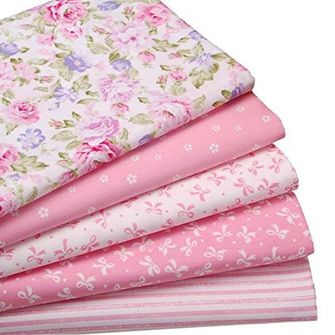 PRICES MAY VARY. Material: 100% high quality cotton Technology: Twill ( Dense, soft );Patterns: Floral,stripe,bow-knot Size:About 18" x 22"/46cmx56cm each piece;Packing: 5 x Fat Quarters Eco-friendly printed fabric, soft and comfortable,breathable, heat-resistant, moisture absorption. Used for pillows, cushions, doll cloth, quilting, patchwork, scrapbook, kids bedding and other needlework sewing. Material: 100% cotton   Packing: 5pcs of different designs fabric as picture shown  Size: About 18"x Moda Fabric Collections, Quilt Fabric Bundles, Sewing Machine Quilting, Patterns Floral, Vintage Floral Fabric, Patchwork Quilt Patterns, Sewing Material, Fabric Bundle, Moda Fabrics