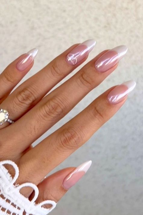 40 Hailey Bieber Glazed Donut Nails 2024 - Girl In Cali Nails For Australia, Blue And Black Nails, Hailey Bieber Glazed Donut Nails, Silver French Manicure, Glazed Donut Nails, Donut Nails, White Chrome Nails, Pink Chrome Nails, Glazed Donut