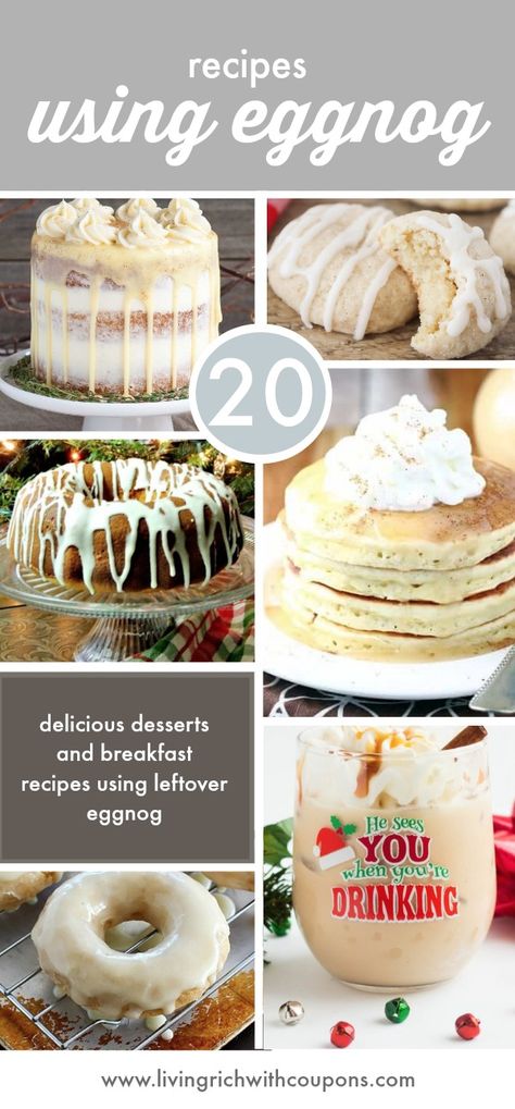 20 Recipes Using Eggnog #christmas #christmasrecipes Egg Nog Desserts Recipes, Drinks With Eggnog, Recipes With Eggnog, Eggnog Dessert Recipes, Eggnog Pudding Recipe, Recipes Using Eggnog, Egg Nog Recipe, Pecan Desserts Recipes, Eggnog Dessert