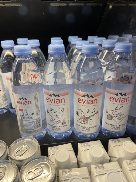 Evian Water Bottle Aesthetic, Mineral Water Aesthetic, Low Cleancore, Evian Water Bottle, Soda Aesthetic, Evian Water, Clean Core, Fav Drink, Makeup Suggestions