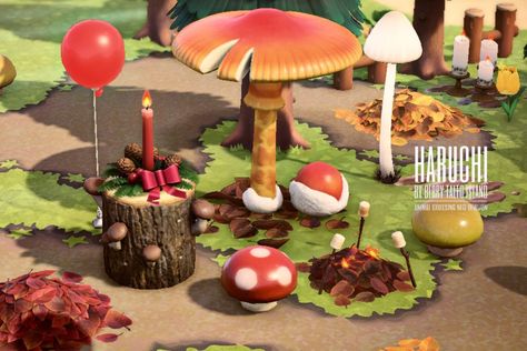 Mushroom Island Animal Crossing, Acnh Mushroomcore, Animal Crossing Mushroom Forest, Acnh Mushroom Forest, Mushroom Island, Acnh Autumn, Acnh Cottagecore, Cottagecore Mushroom, Forest Core