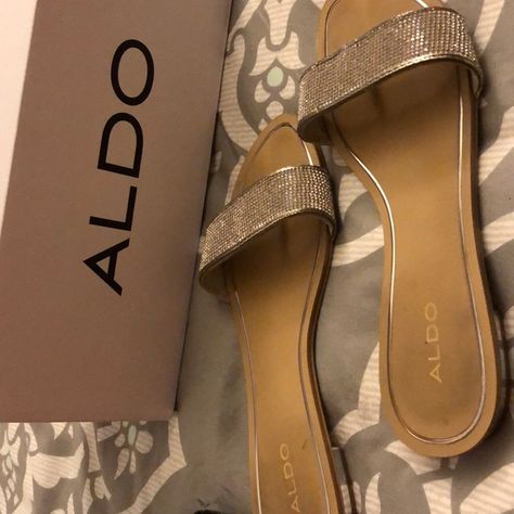 Aldo Shoes | Aldo Sandals | Poshmark Aldo Sandals Flat, Faux Leather Sandals With 4-inch Open Heel, Aldo Shoes Women, Gold Almond-toe Sandals Medium Width, Aldo Sandals, Synthetic Open-toe Sandals With Perforated Toe Box, Jeweled Flats, Aldo Shoes, Silver Jewels