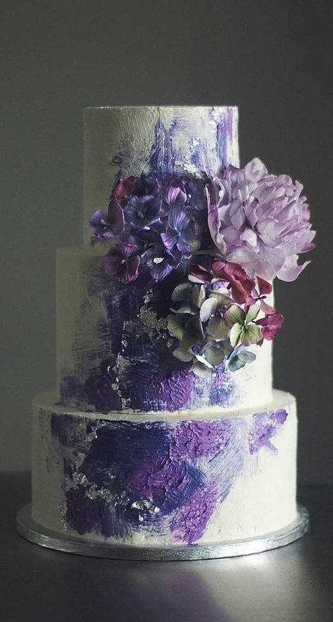 Possibly The Prettiest Wedding Cakes Ever Concrete Wedding Cake, Concrete Wedding, Smooth Buttercream, Lavender Wedding Cake, Contemporary Wedding Cakes, Quince Cake, Purple Wedding Cake, Artist Cake, Wedding Color Palettes