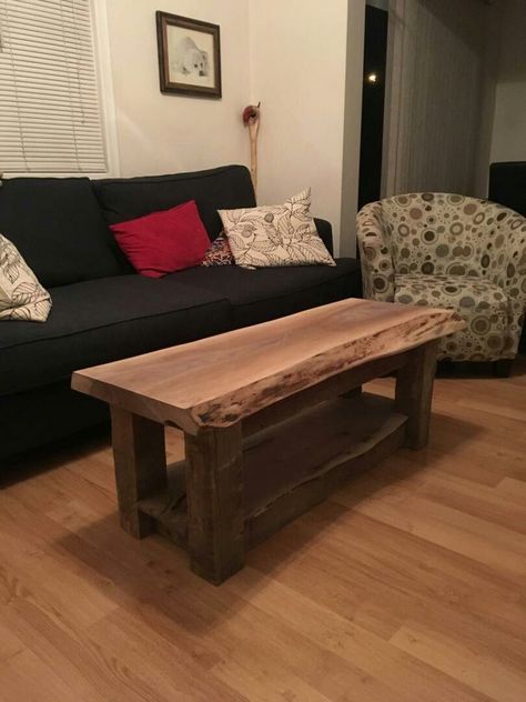 Live Edge Coffee Table Legs Ideas, Black Walnut Coffee Table, Live Edge Coffee Table Diy, Wood Slab Coffee Table, Diy Rustic Coffee Table, Rustic Log Furniture, Coffee Table Ideas, Wood Slab Table, Wood Table Diy